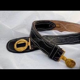Officer black leather belt Confederate with stitching CSA