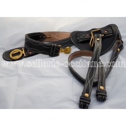 Officer black leather belt Confederate with stitching CSA