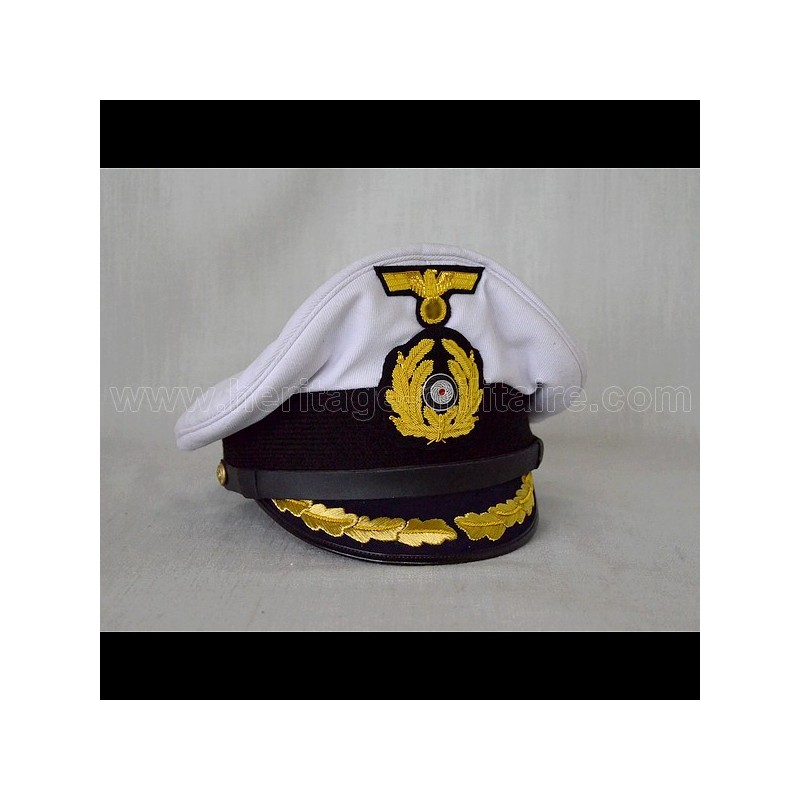 Casquette d'officier U-Boat Allemand avec insignes brodés