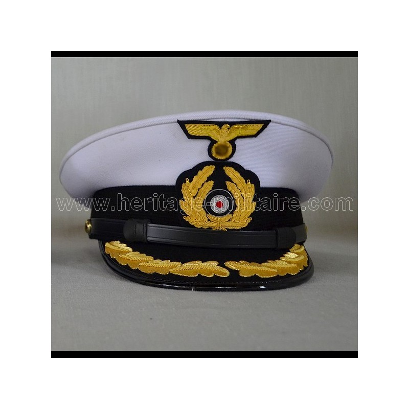 Casquette d'officier U-Boat Allemand insignes brodés aspect rigide