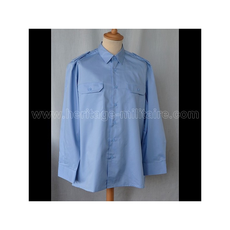 Shirt Military twill Light Sky Blue Long Sleeve 