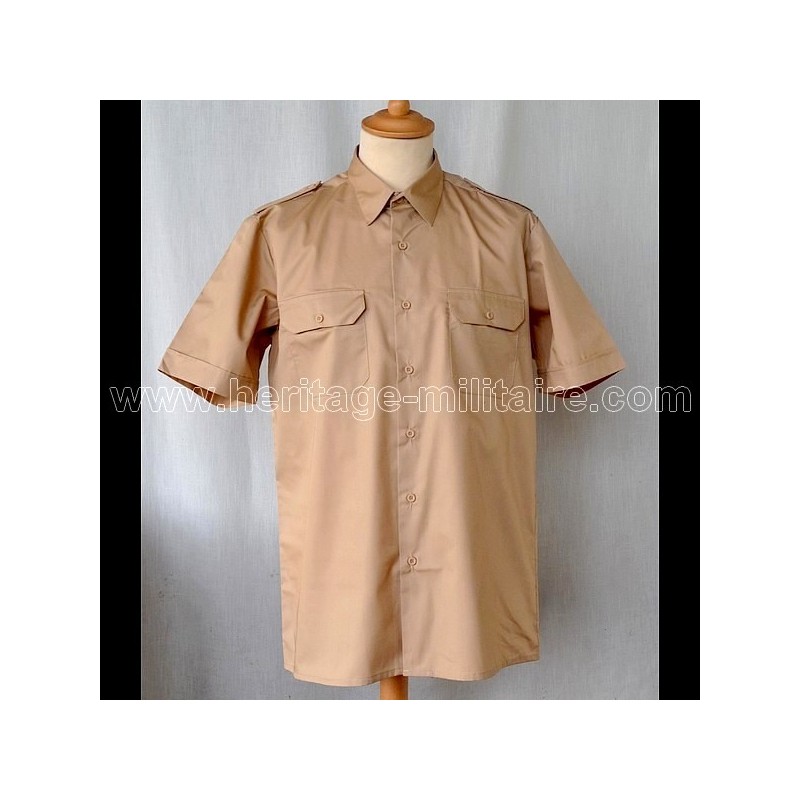 Chemise militaire twill beige manche courte