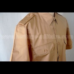 Chemise militaire twill beige manche courte