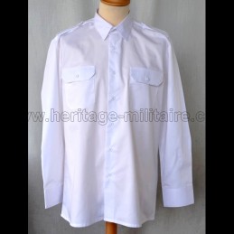 Shirt Military twill White Long Sleeve 