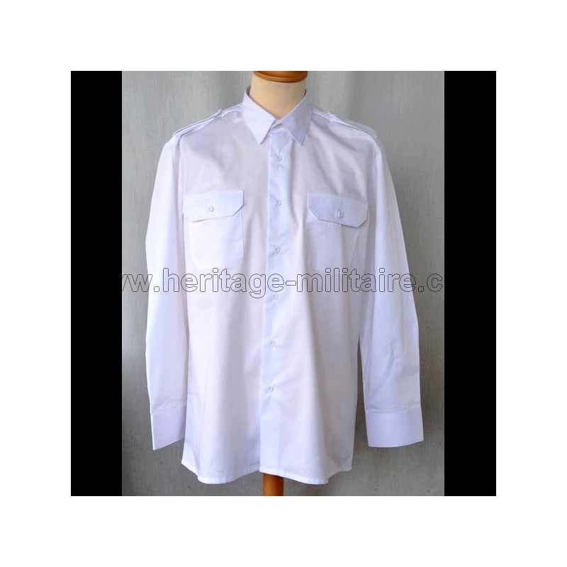 Chemise militaire twill blanche manche longue