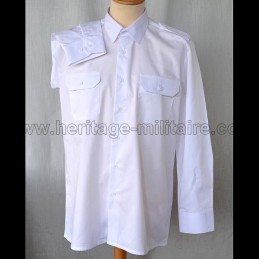 Shirt Military twill White Long Sleeve 