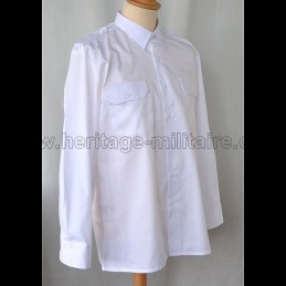 Shirt Military twill White Long Sleeve 