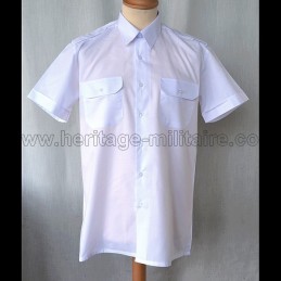Shirt Military twill White Short Sleeve 