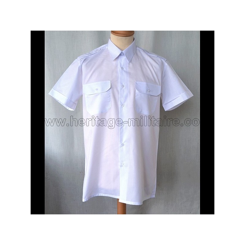 Shirt Military twill White Short Sleeve 