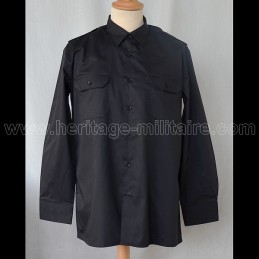 Shirt Military twill Black Long Sleeve 