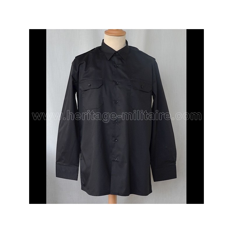 Shirt Military twill Black Long Sleeve 