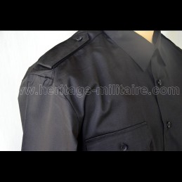 Shirt Military twill Black Long Sleeve 