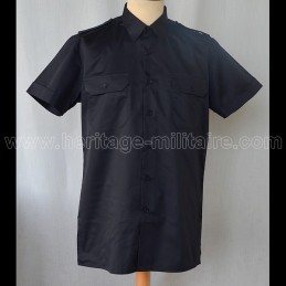 Shirt Military twill Black Short Sleeve 
