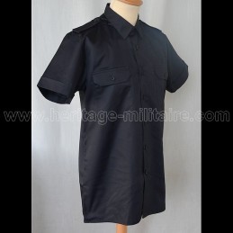 Shirt Military twill Black Short Sleeve 