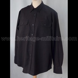 Chemise militaire 100% coton noire manche longue 