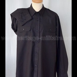 Chemise militaire 100% coton noire manche longue 