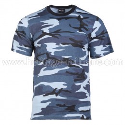 Tee-shirt 100% coton camo bleu