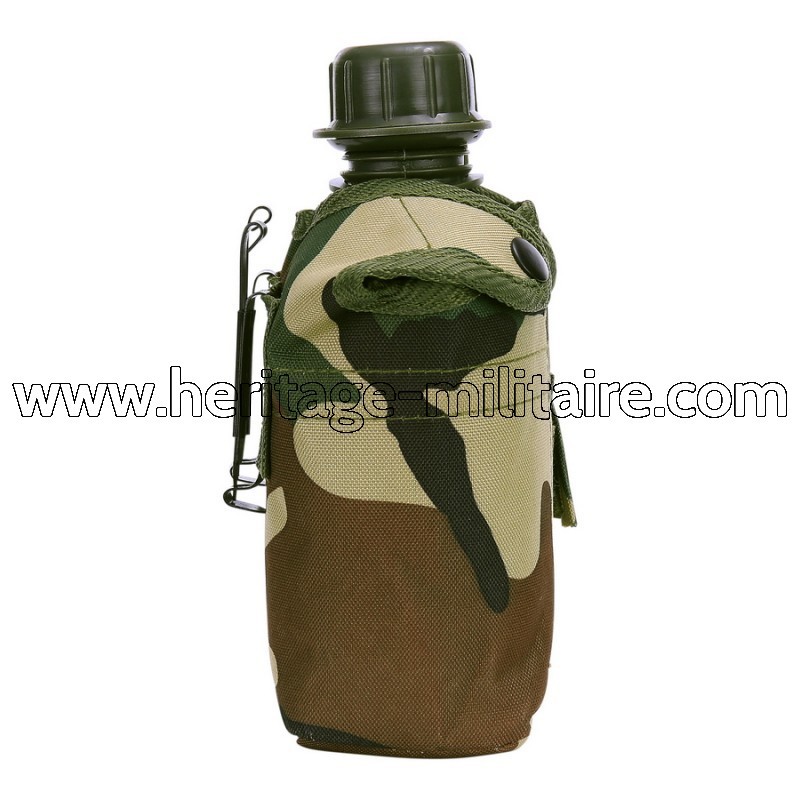 Plastic canteen 1L with cover woodland