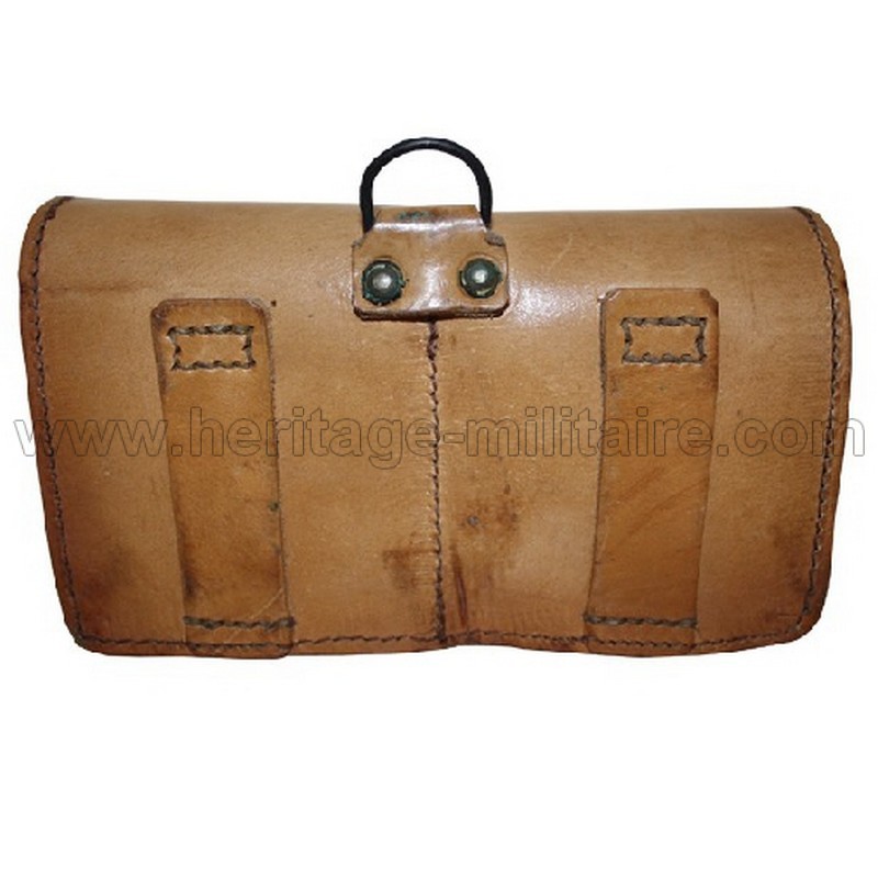 CARTOUCHIÈRE MILITARIA CUIR noir PM MAT 49 Armée