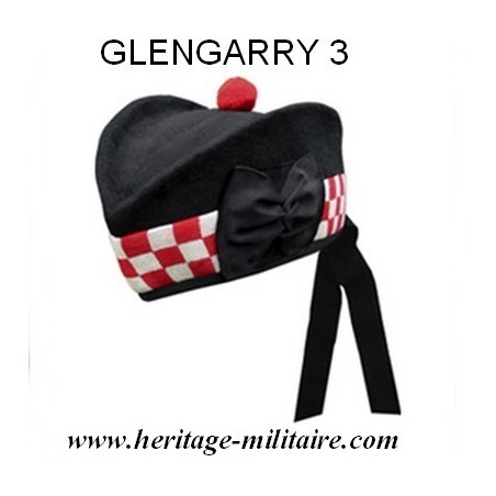 Chapeau écossais Glengarry En Laine - Noir Avec Pompon Rouge, Ruban, Taille XS à 3XL, Idéal Kilt Et Cérémonies