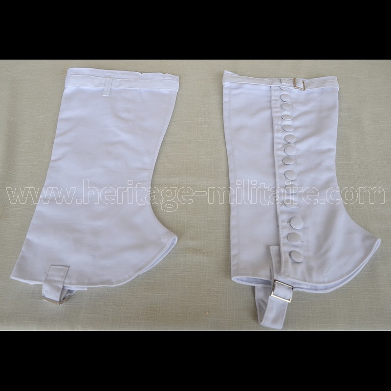 White canvas gaiters, high model, pair