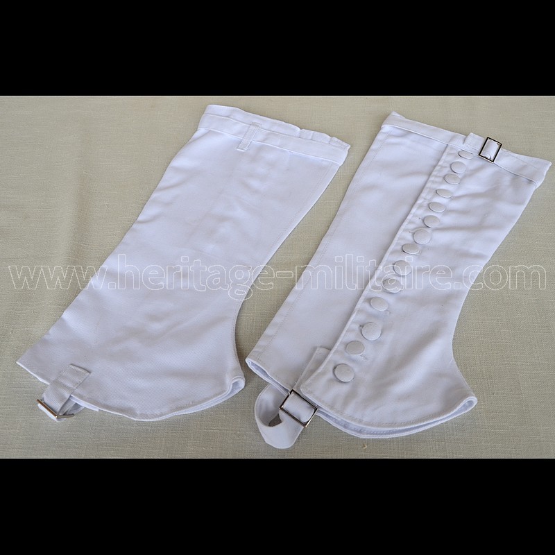 White canvas gaiters, high model, pair