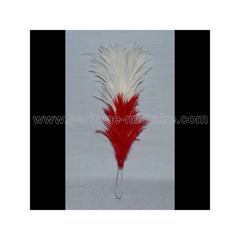 Plumet rouge / blanc 25 cm pour shako tige metal