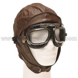 Brown leather aviator helmet