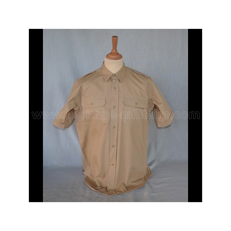 Shirt military 100% cotton Tan short sleeve