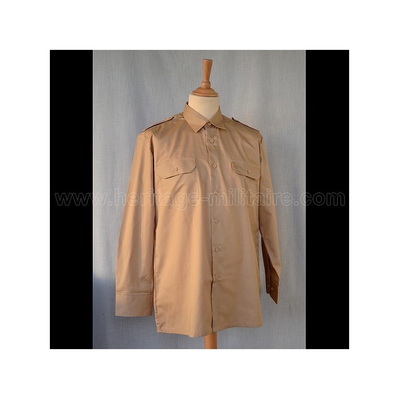 Chemise militaire beige manche longue